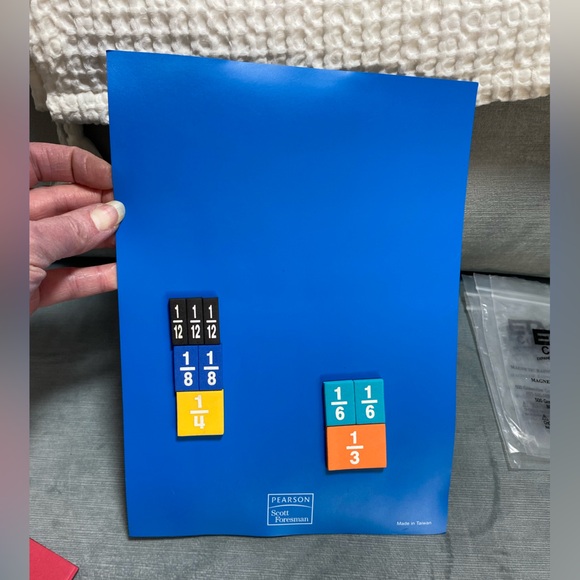 Magnetic rainbow fraction tiles on board, multiple colors, 52 pieces,7.5x10.25  - Picture 6 of 10